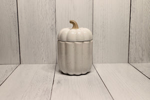 Pumpkin Candle Ceramic Jar - Speckled White