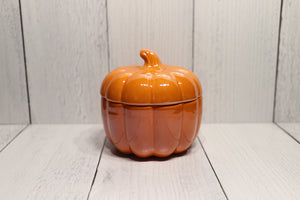 Pumpkin Candle Ceramic Jar - Round Orange