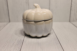 Pumpkin Candle Ceramic Jar - Round White