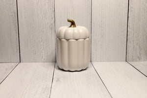 Pumpkin Candle Ceramic Jar - Matte White
