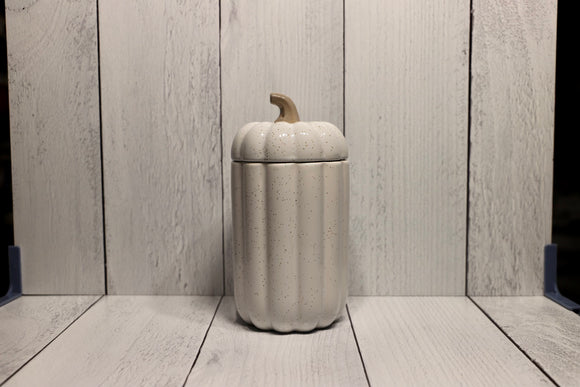 Tall Pumpkin Candle Ceramic Jar - Speckled White