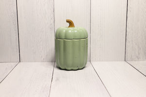 Pumpkin Candle Ceramic Jar - Sage Green