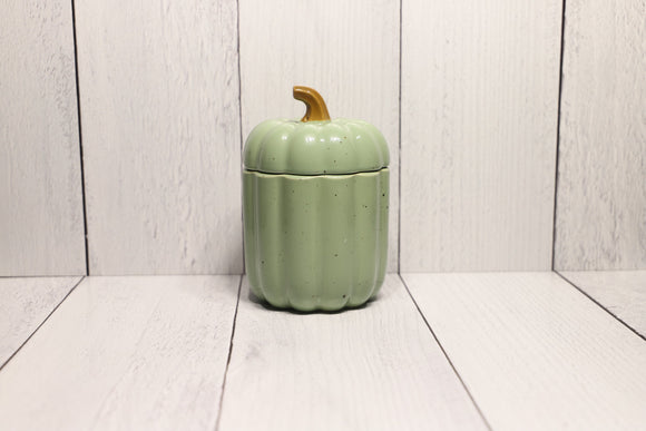 Pumpkin Candle Ceramic Jar - Sage Green