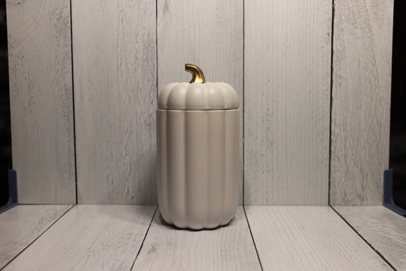 Tall Pumpkin Candle Ceramic Jar - Matte White