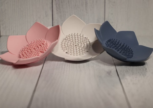 Lotus Shower Steamer Holders Silicone Soap Dish with Drain